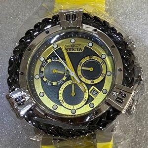 RARE!! Bolt Herc Model 35579 Men's Watch Quartz Yellow Band w Black Chain Accent